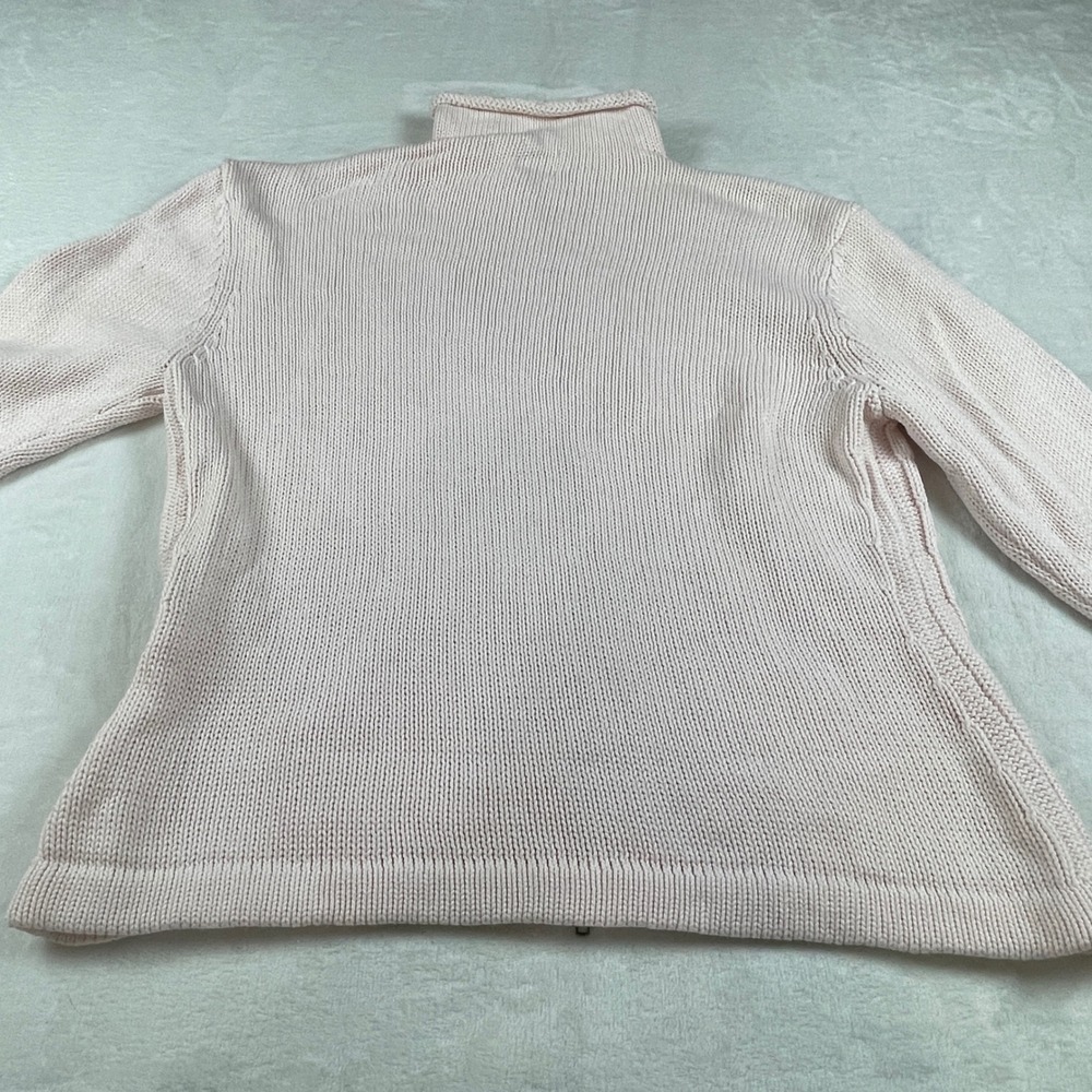 Chicos Pink Full Zip Cardigan Sweater Mock Neck Ramie Cotton Ribbed Size 3 L XL - Picture 6 of 7